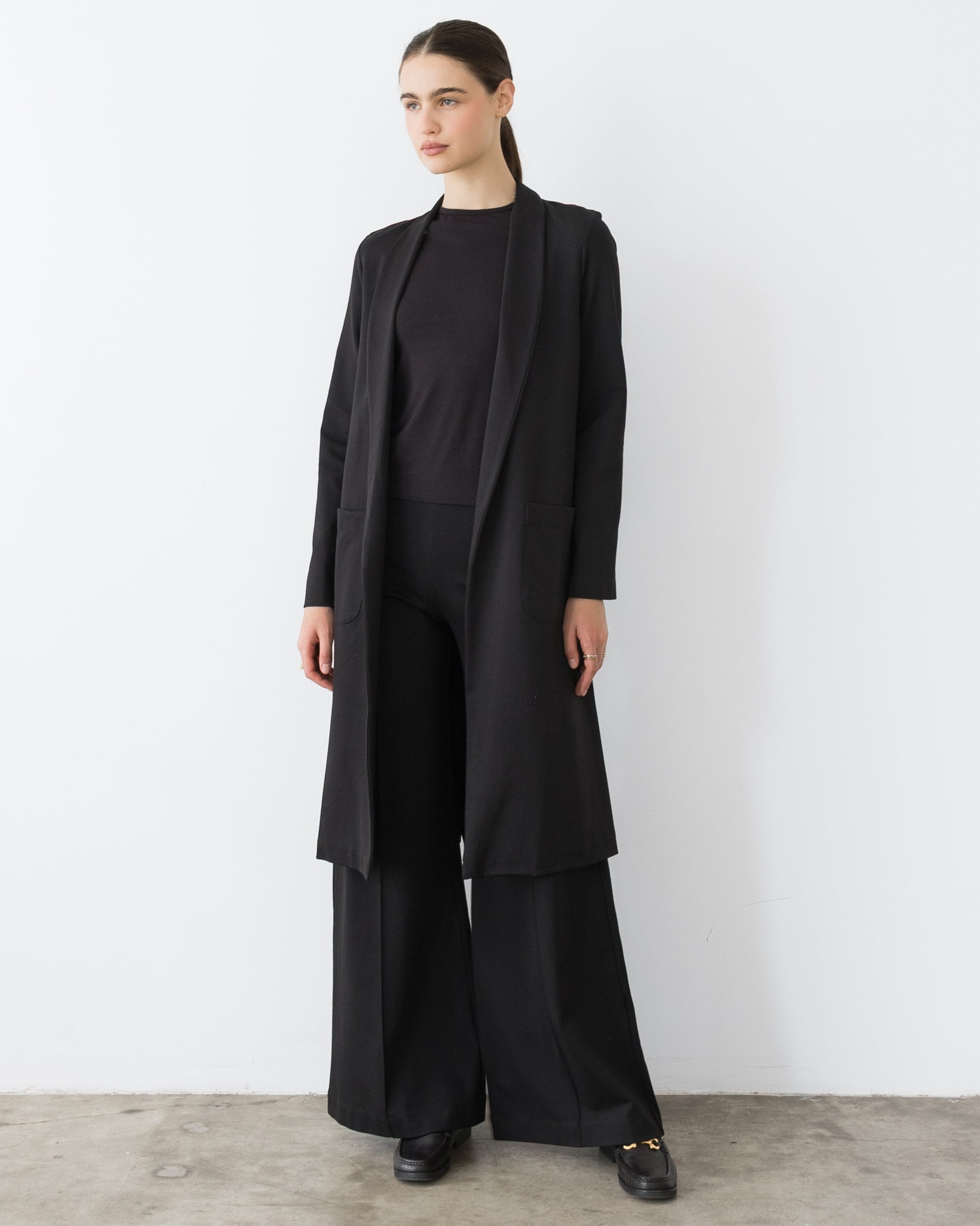 Black Ponte Knit Smoking Jacket