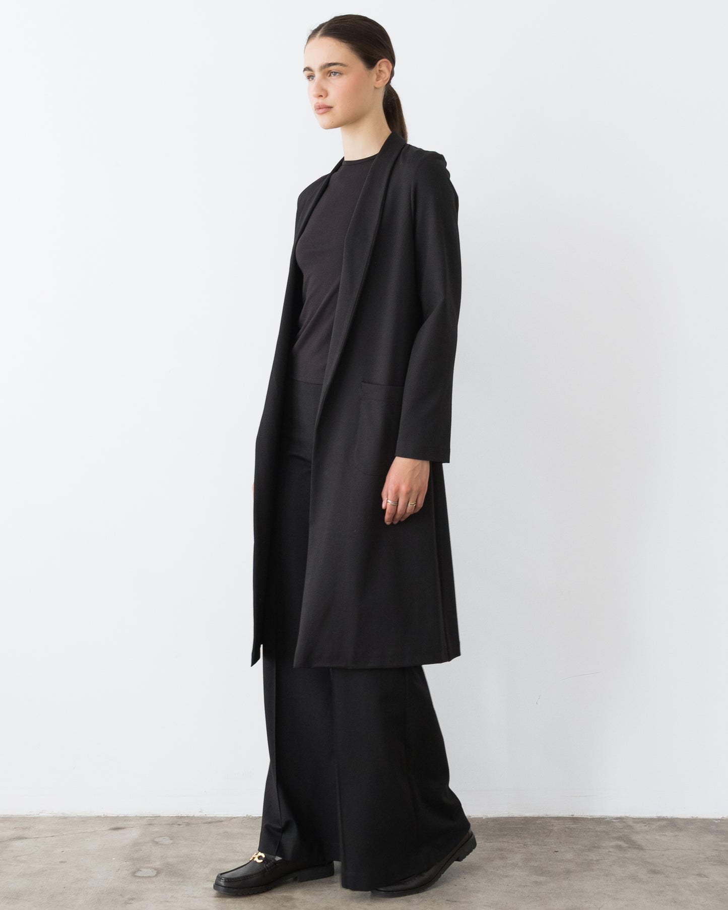 Black Ponte Knit Smoking Jacket