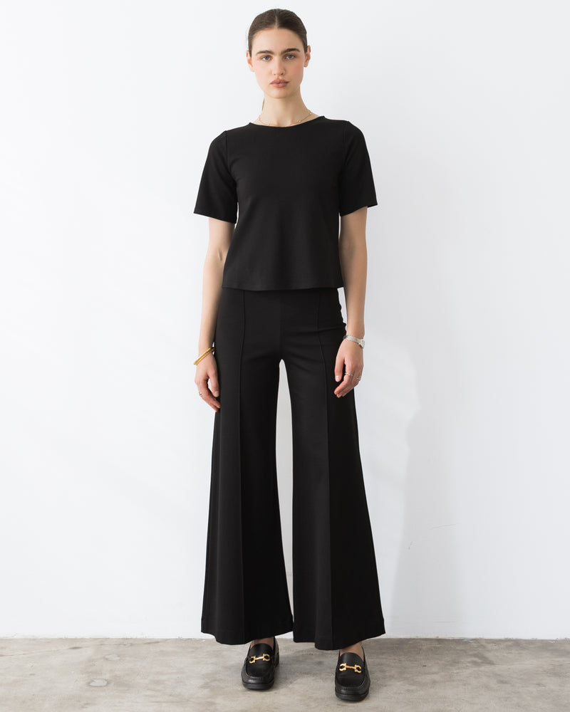 Black Ponte Knit Standard Wide Leg Pant by Ripley Rader