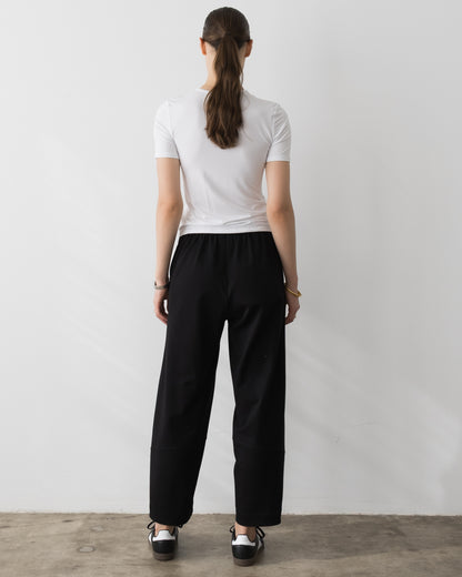 Black Ponte Knit Barrel Pant