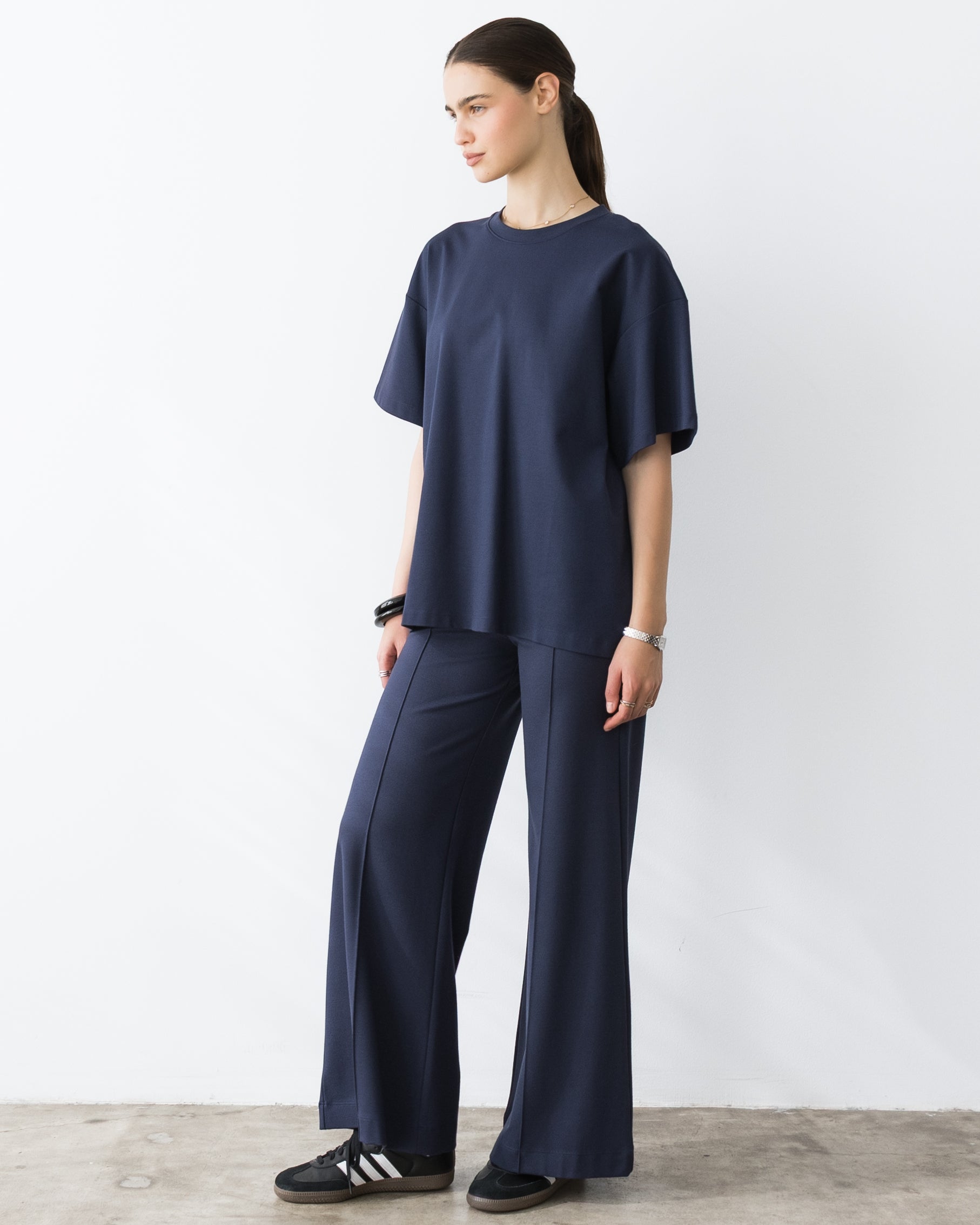 Navy Ponte Knit Big Shirt