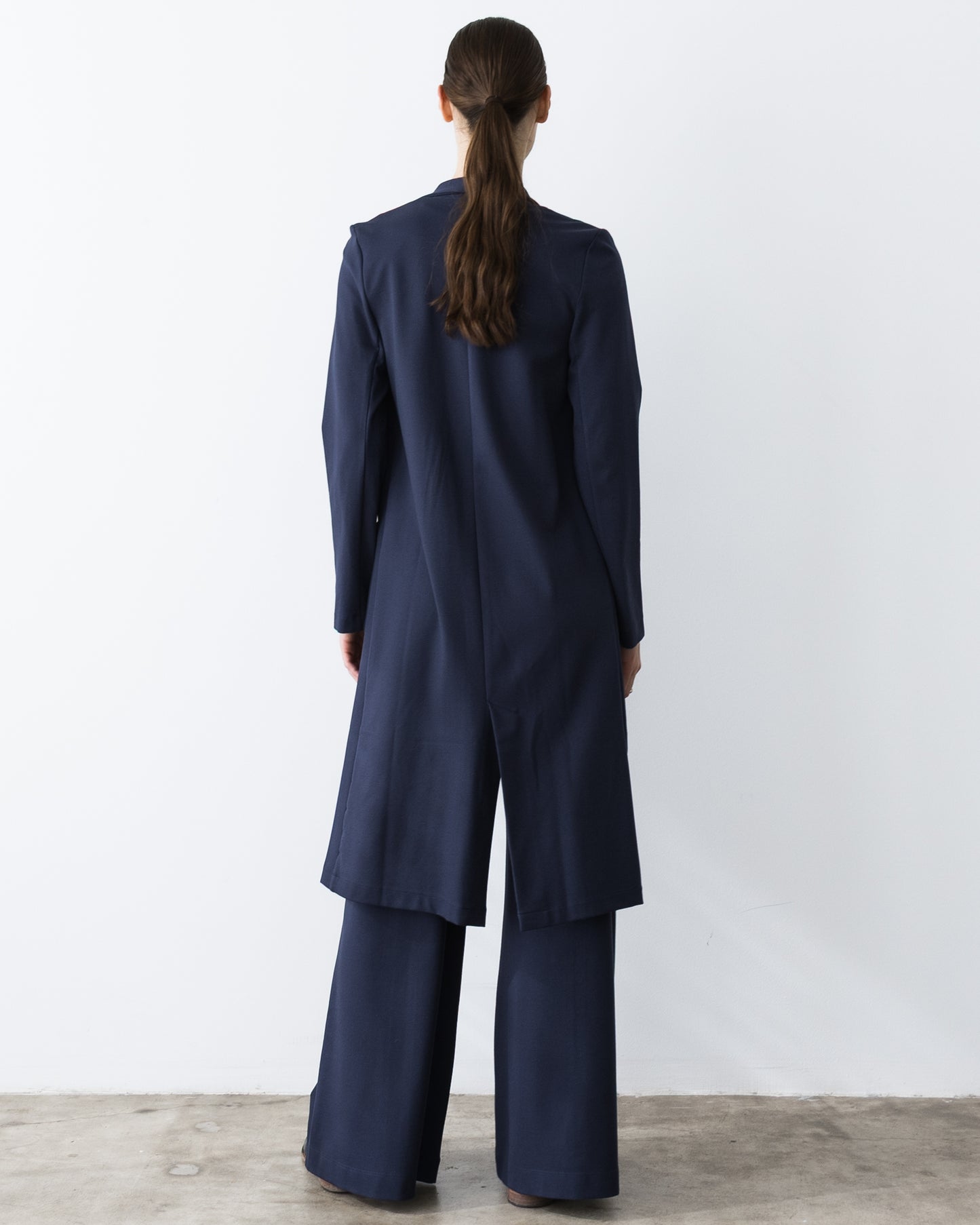 Navy Ponte Knit Smoking Jacket