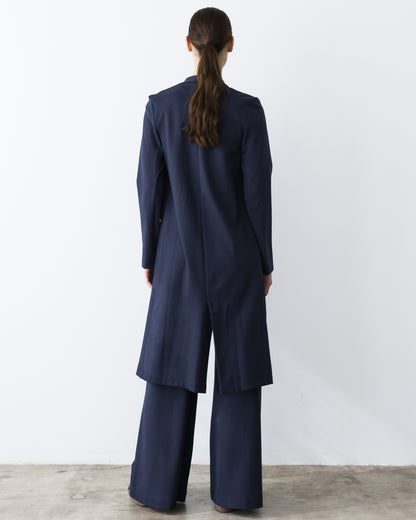 Navy Ponte Knit Smoking Jacket
