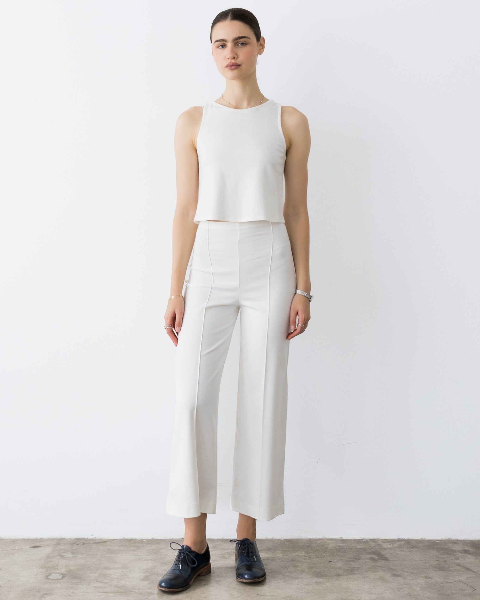 Off-White Ponte Knit Cropped Straight Leg Pant