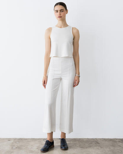 Off-White Ponte Knit Cropped Straight Leg Pant