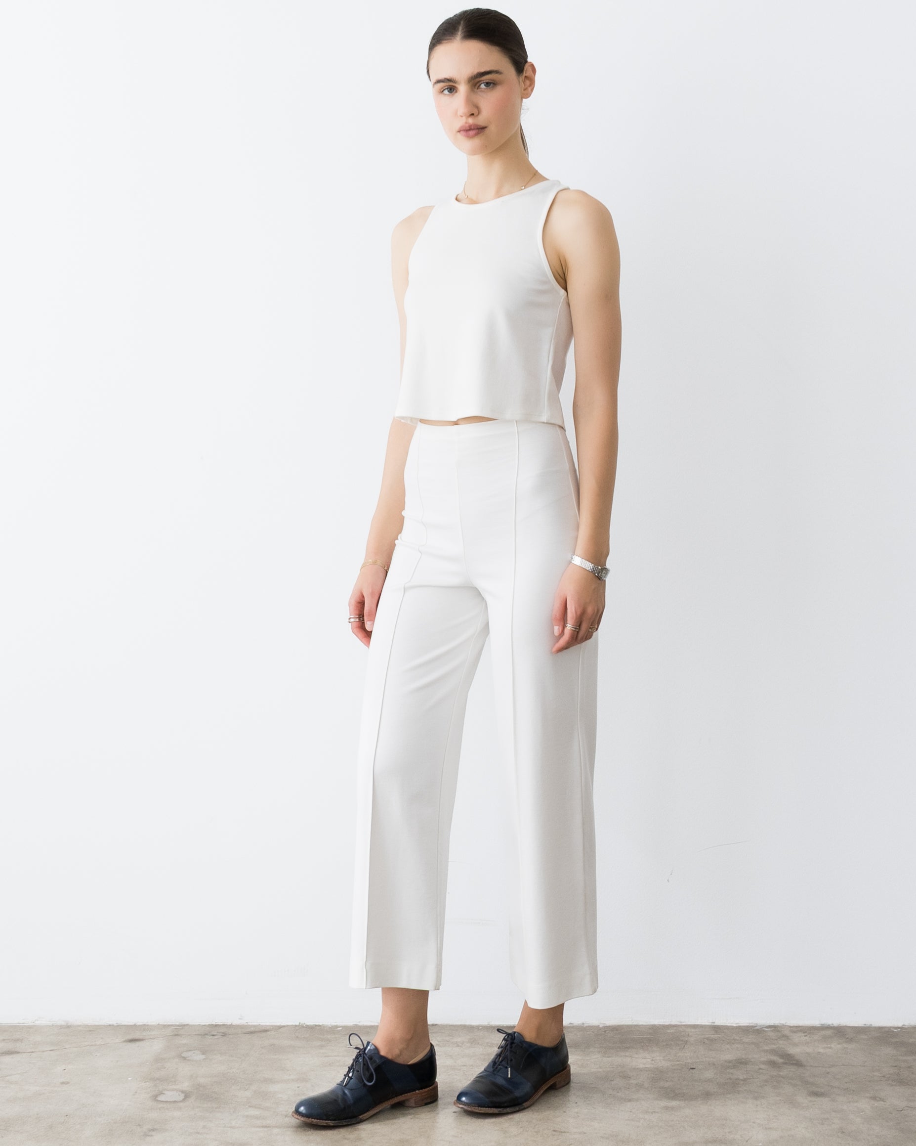 Off-White Ponte Knit Cropped Straight Leg Pant