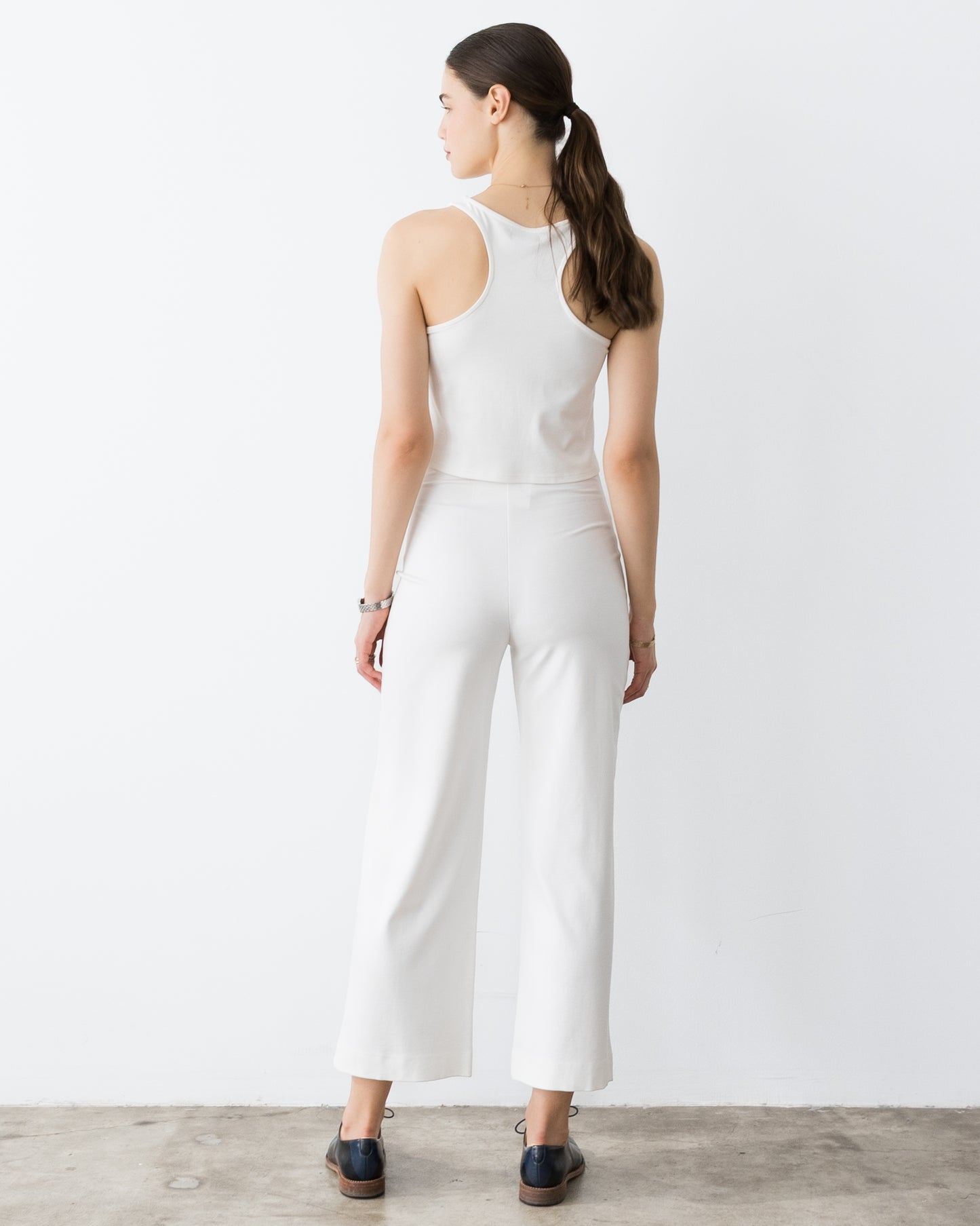 Off-White Ponte Knit Cropped Straight Leg Pant