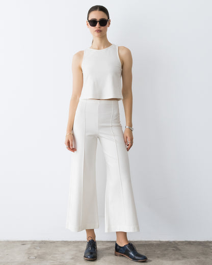 Off-White Ponte Knit Cropped Wide Leg Pant