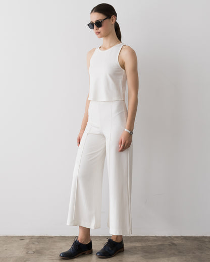 Off-White Ponte Knit Cropped Wide Leg Pant