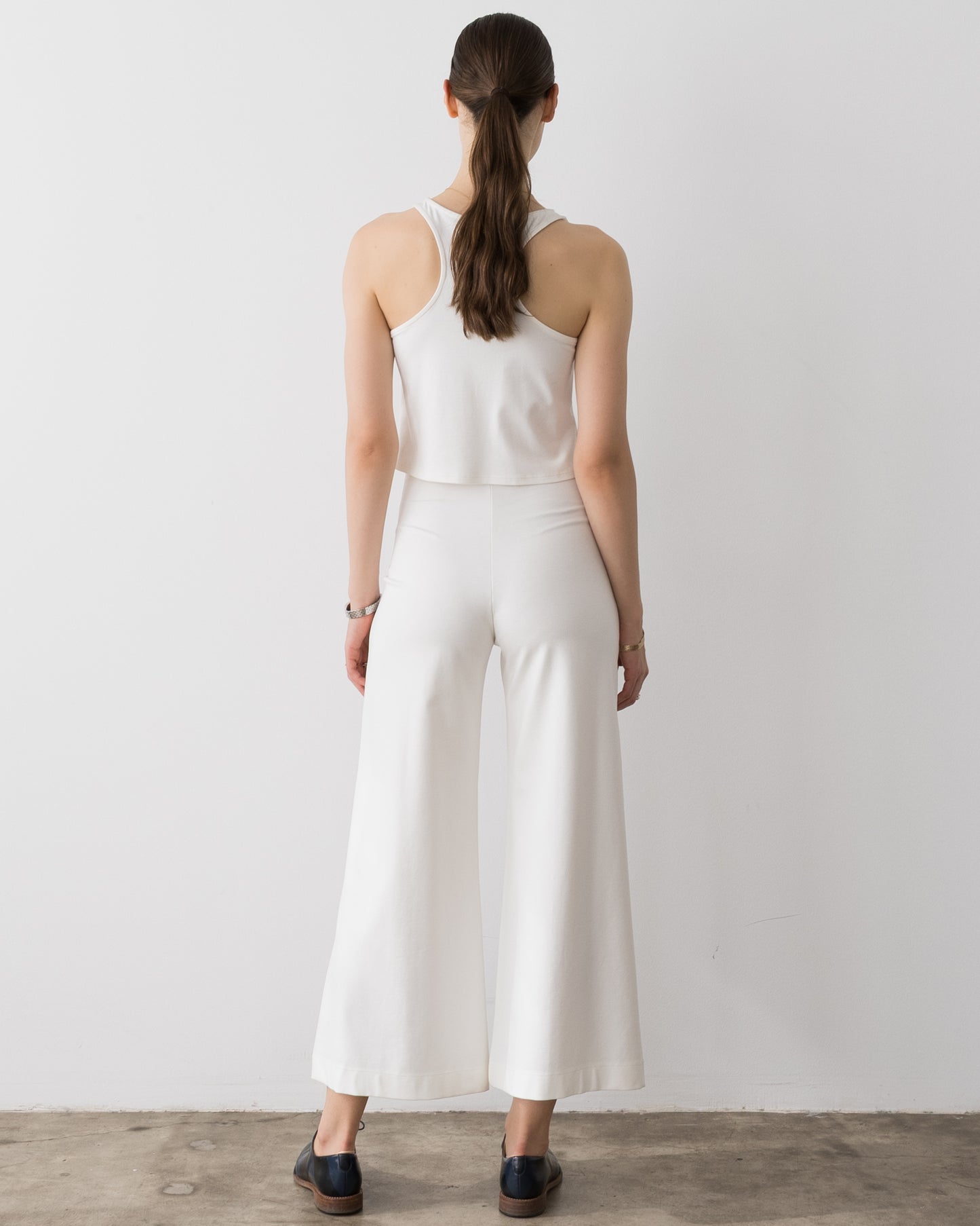Off-White Ponte Knit Cropped Wide Leg Pant
