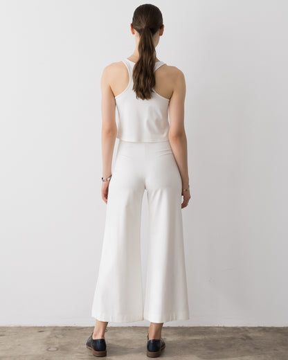 Off-White Ponte Knit Cropped Wide Leg Pant