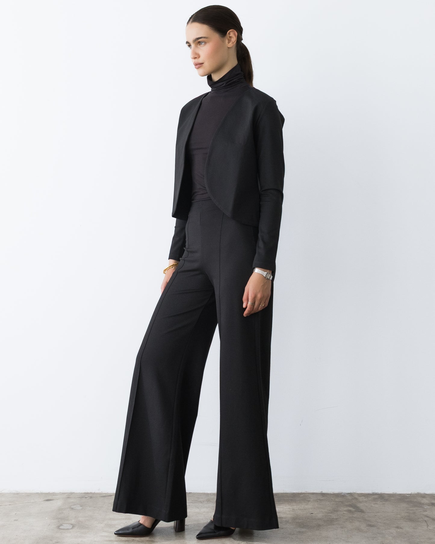 Black Ponte Knit Bolero