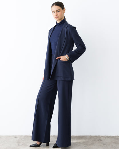 Navy Ponte Knit Oversized Blazer