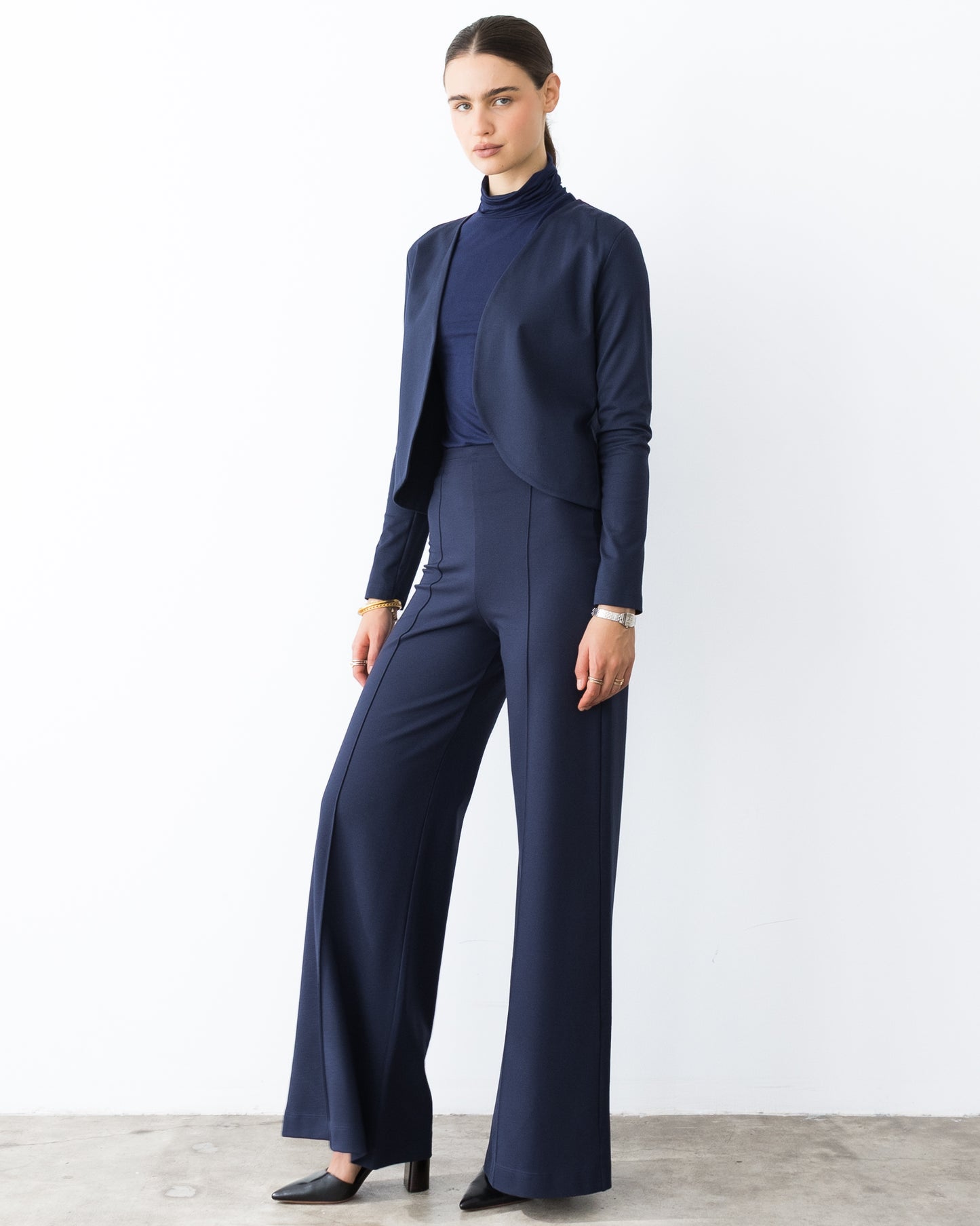 Navy Ponte Knit Bolero