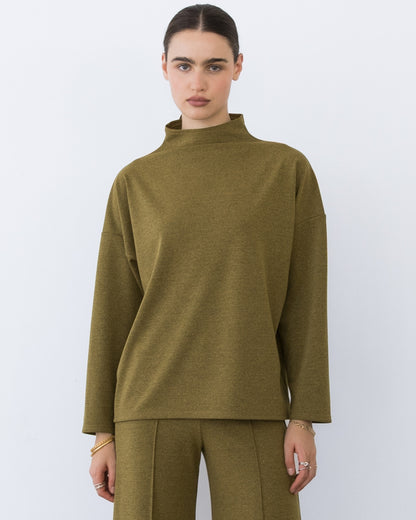 Vintage Knit Chartreuse Funnel Neck Top