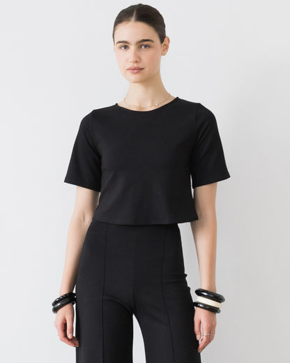 Black Ponte Short Sleeve Top