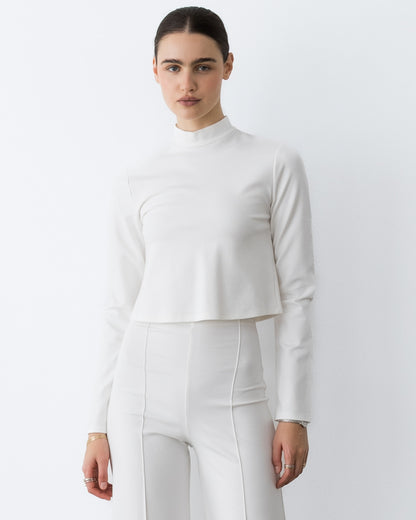 Off-White Ponte Knit Mock Turtleneck Top
