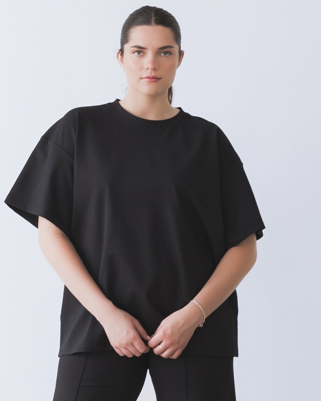 Black Ponte Knit Big Shirt