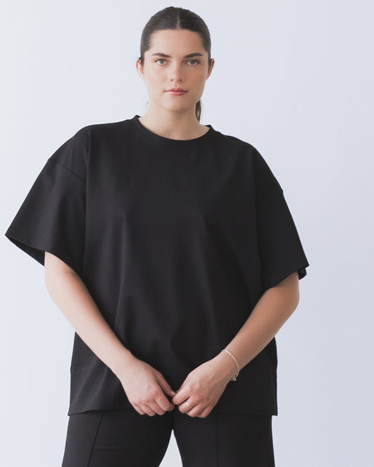 Black Ponte Knit Big Shirt