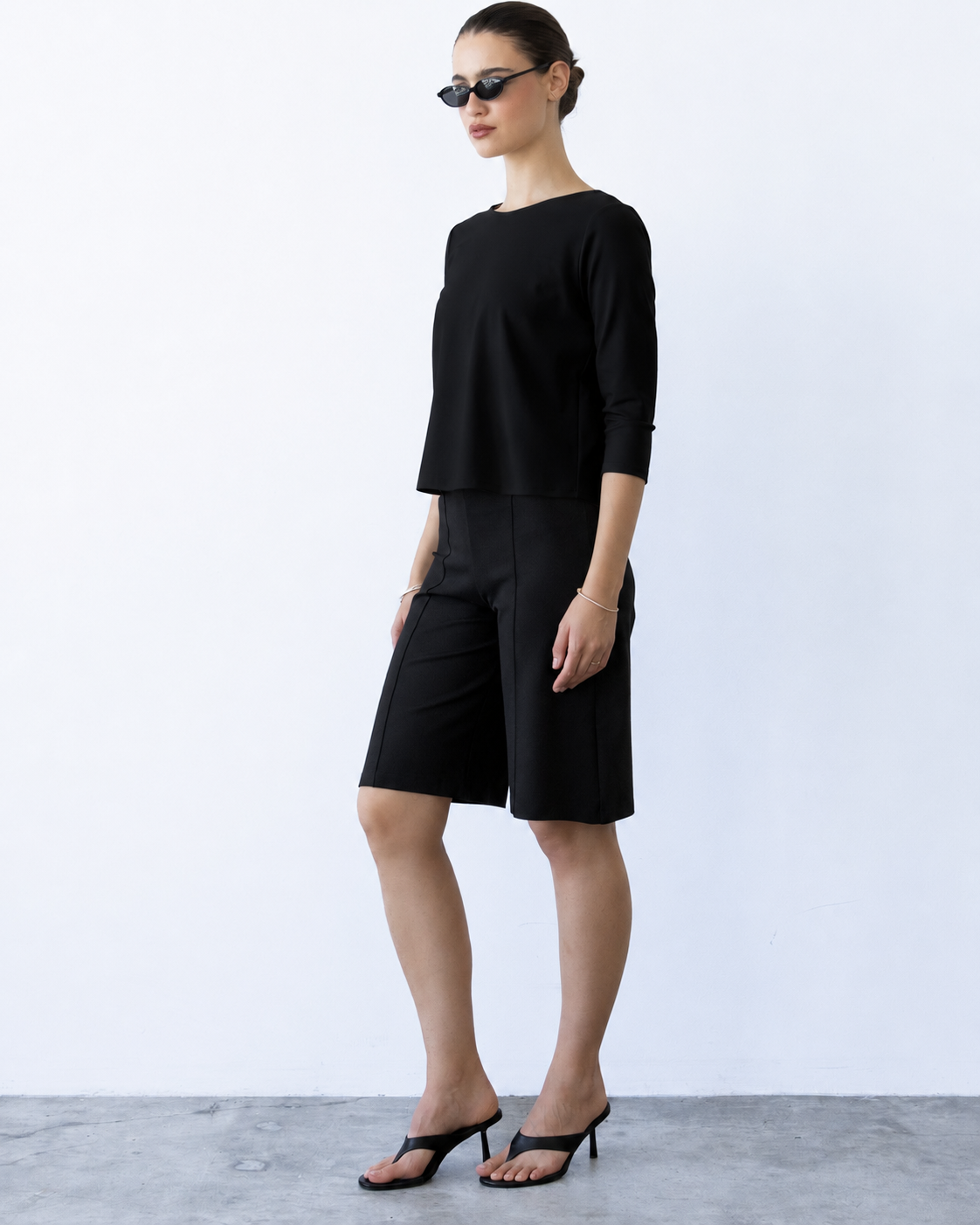 Black Ponte Knit Shorts