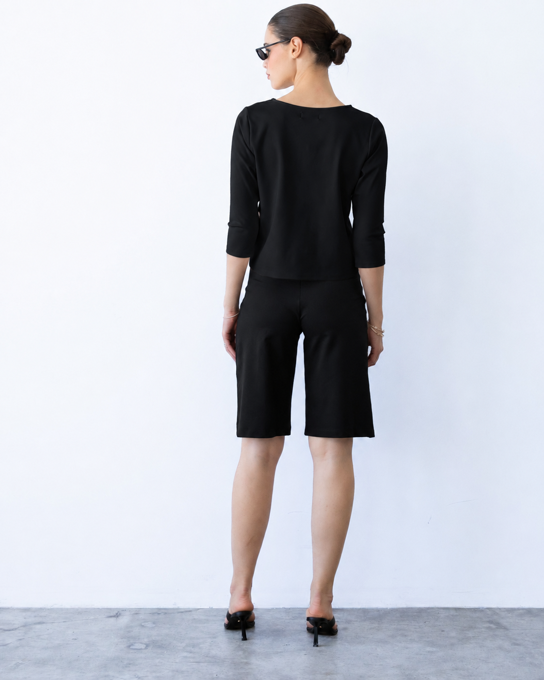 Black Ponte Knit Shorts