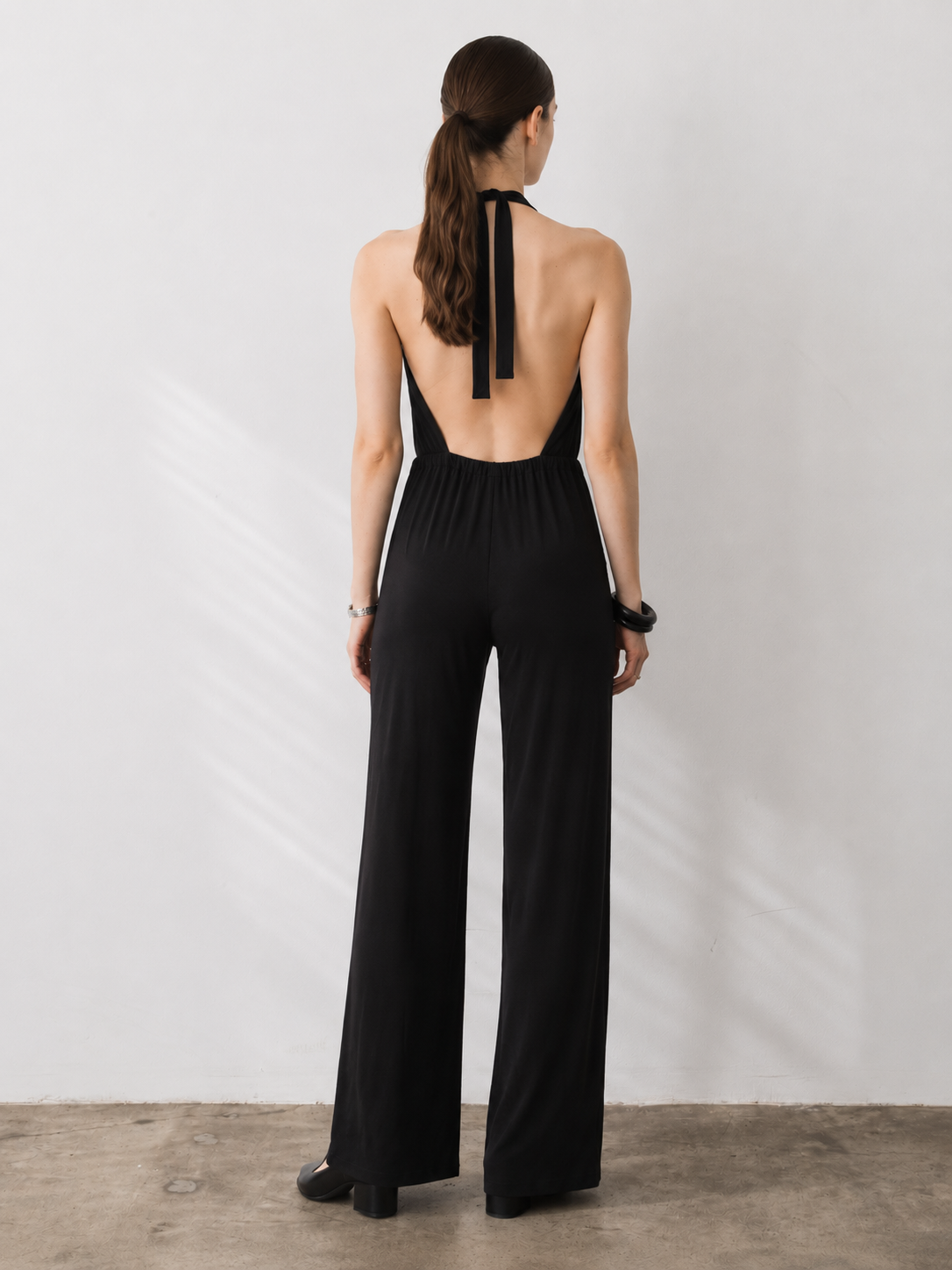 Black Backless Halter Jumpsuit