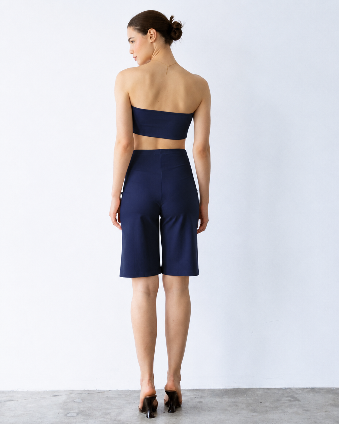 Navy Ponte Knit Shorts