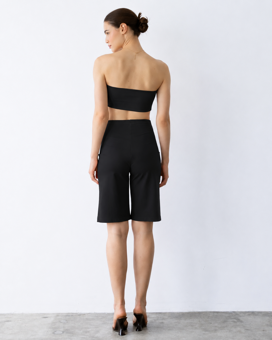 Black Ponte Knit Bandeau Top