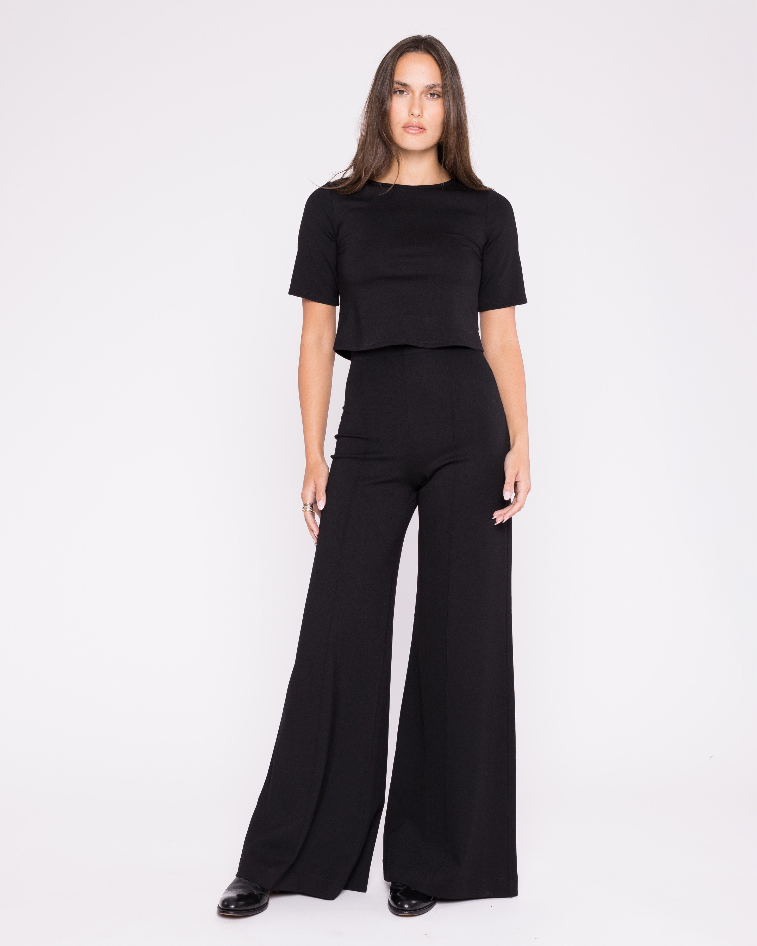 Plus size ponte knit wide leg pants best sale