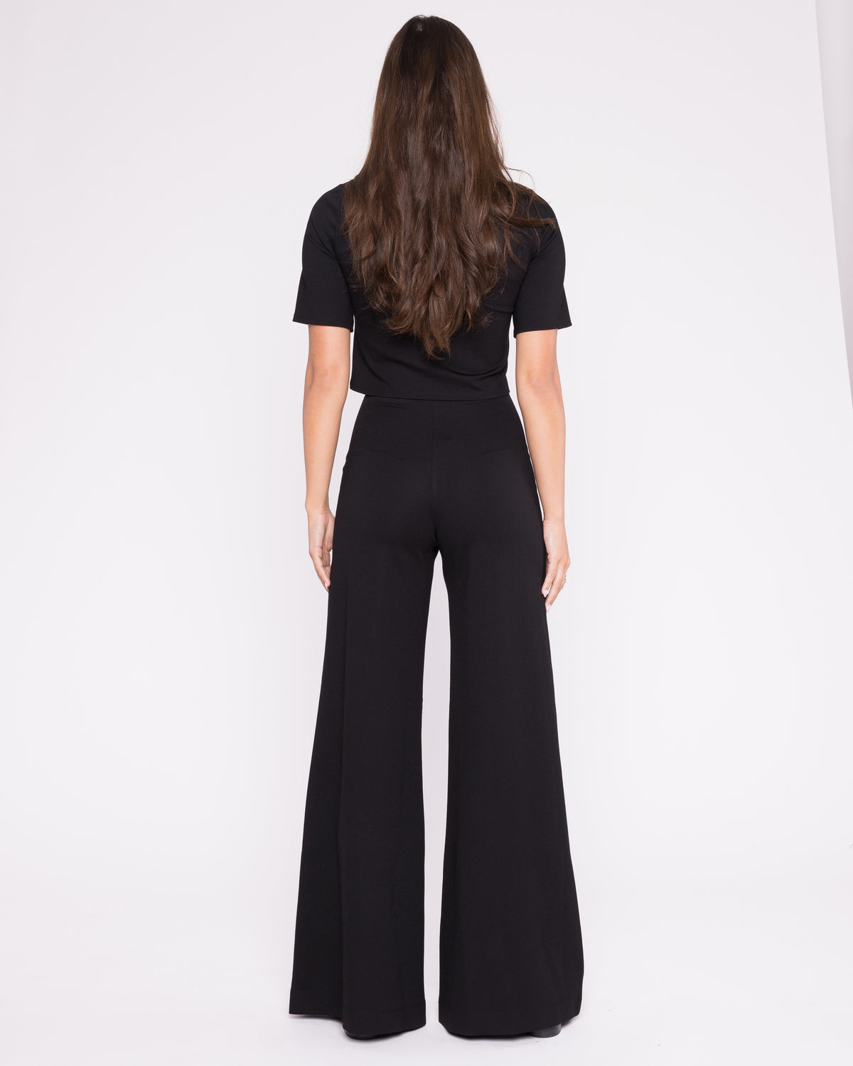 Black Ponte Knit Wide Leg Pant