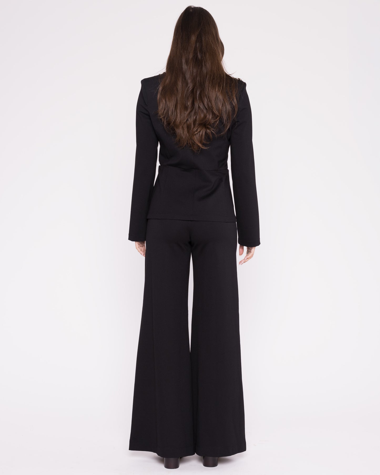 Black Ponte Knit Fitted Blazer