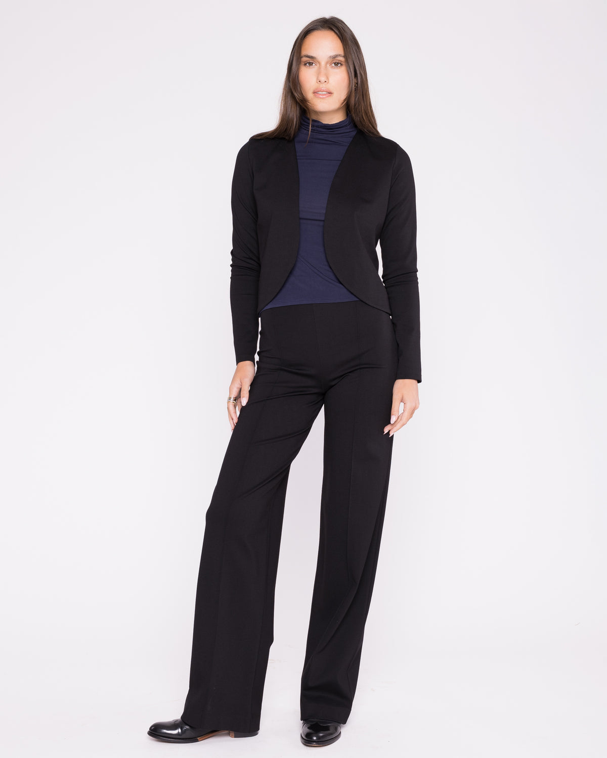 Black Ponte Knit Straight Leg Pant