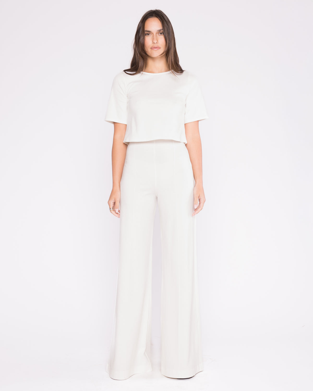 Off-White Ponte Knit Wide Leg Pant