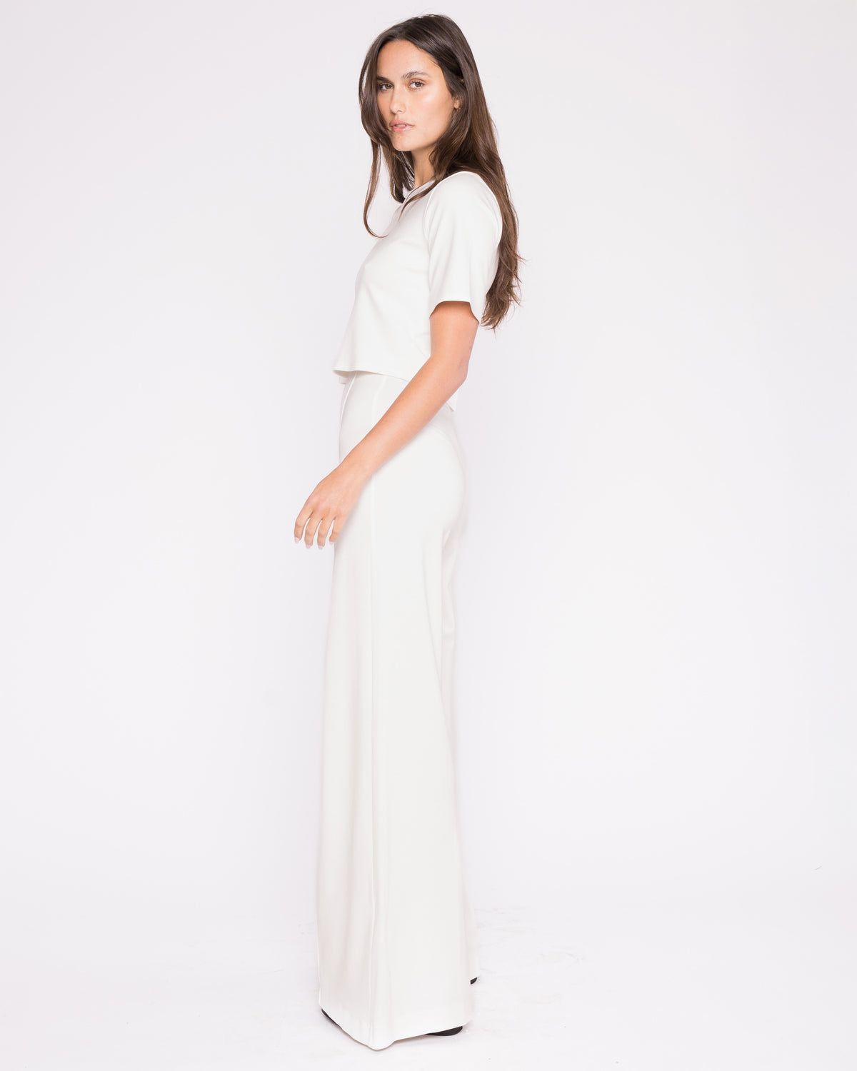 Off-White Ponte Knit Wide Leg Pant