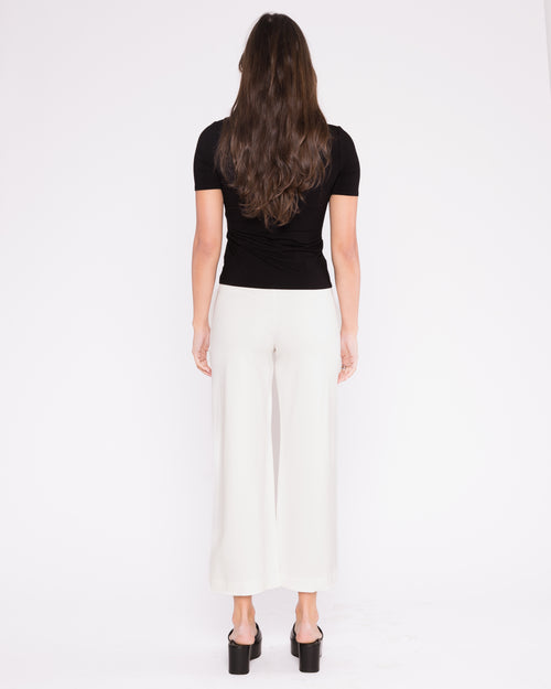 Off-White Ponte Knit Straight Leg Pant: Cropped