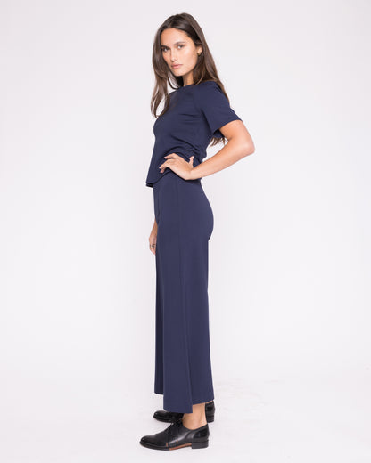 navy blue cropped dress pants LOUISA Cropped Pants in Organic Cotton