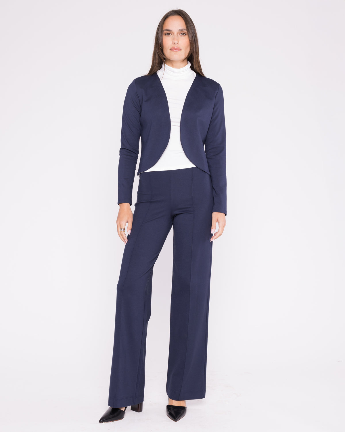 Navy Ponte Knit Straight Leg Pant