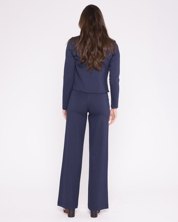 Navy Ponte Knit Straight Leg Pant