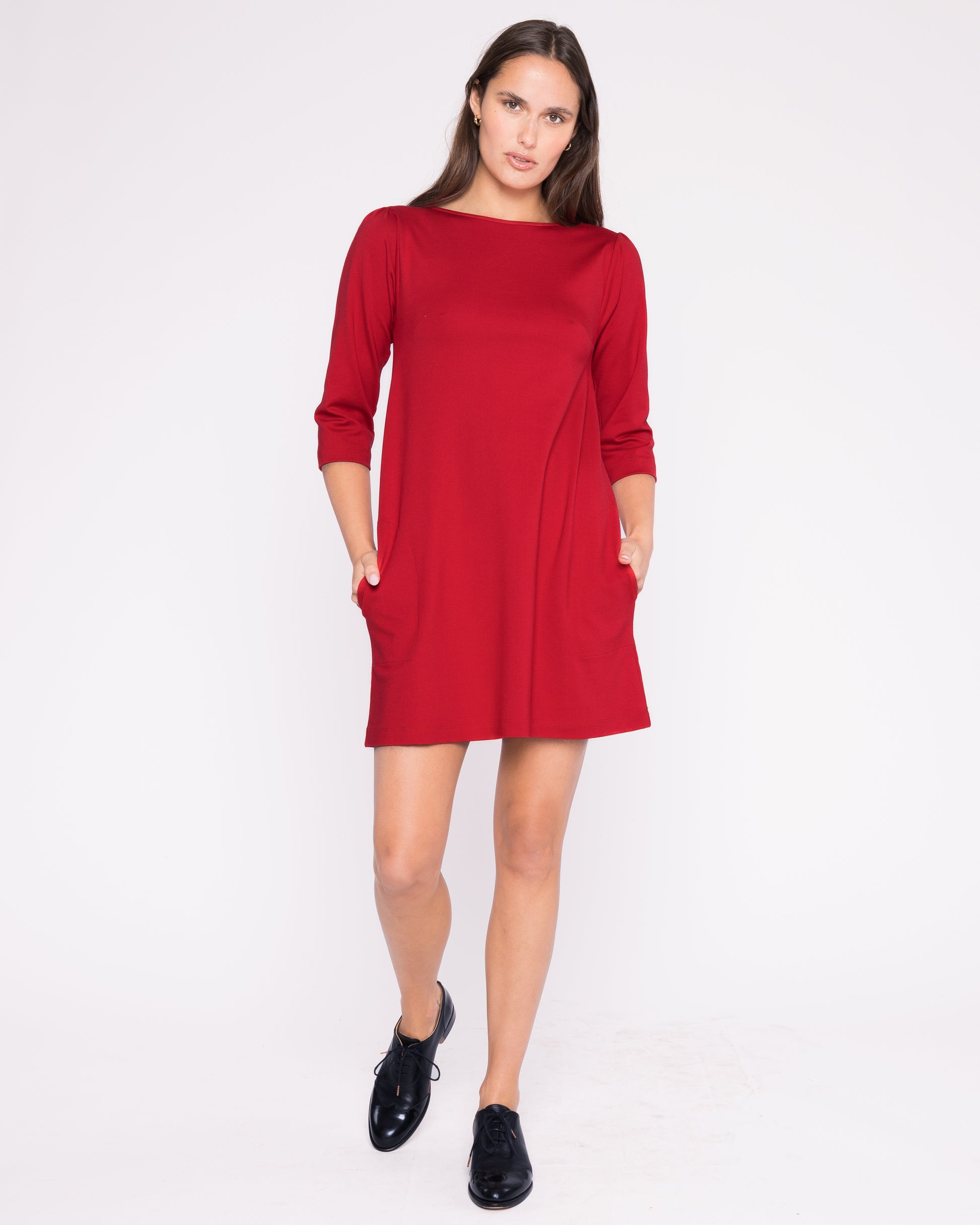 basic a line dress Women's A-line Mid Length Dress V Neck Ruffle Sleeves Pleated High Low Formal Dresses Simple Basic Solid Dress