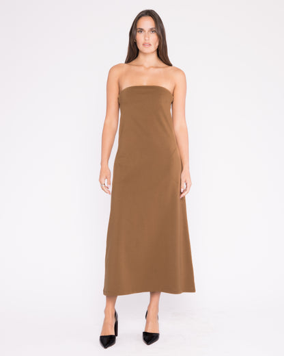 Camel Ponte Knit Perfect Dress