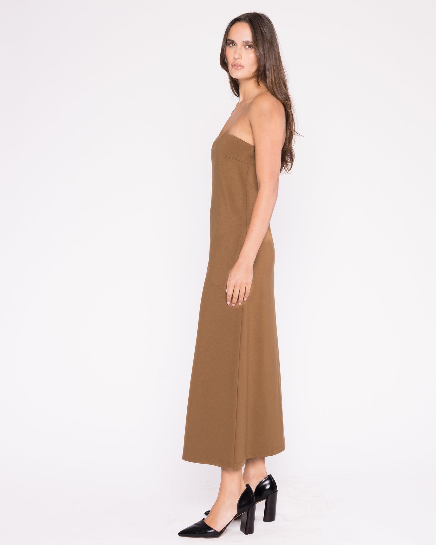 Camel Ponte Knit Perfect Dress