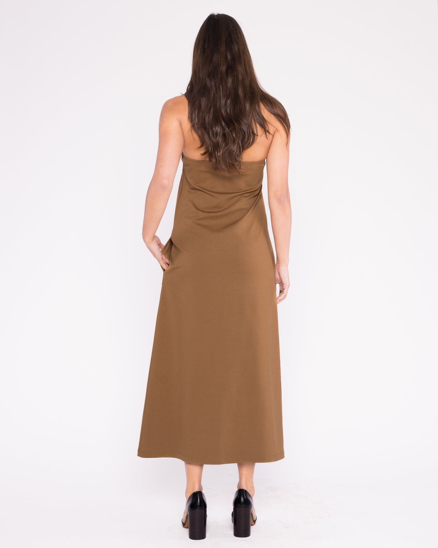 Camel Ponte Knit Perfect Dress