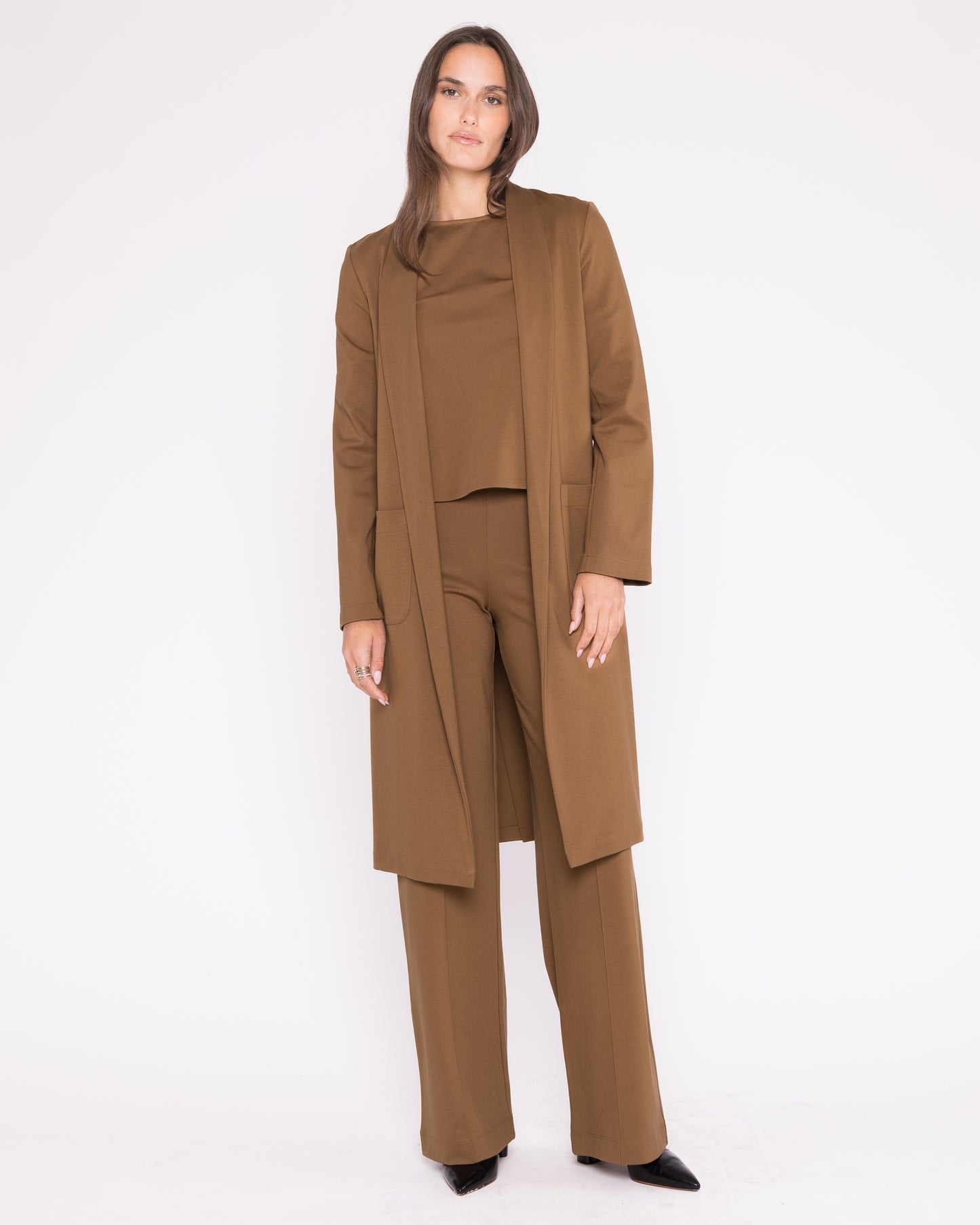 Camel Ponte Knit Smoking Jacket