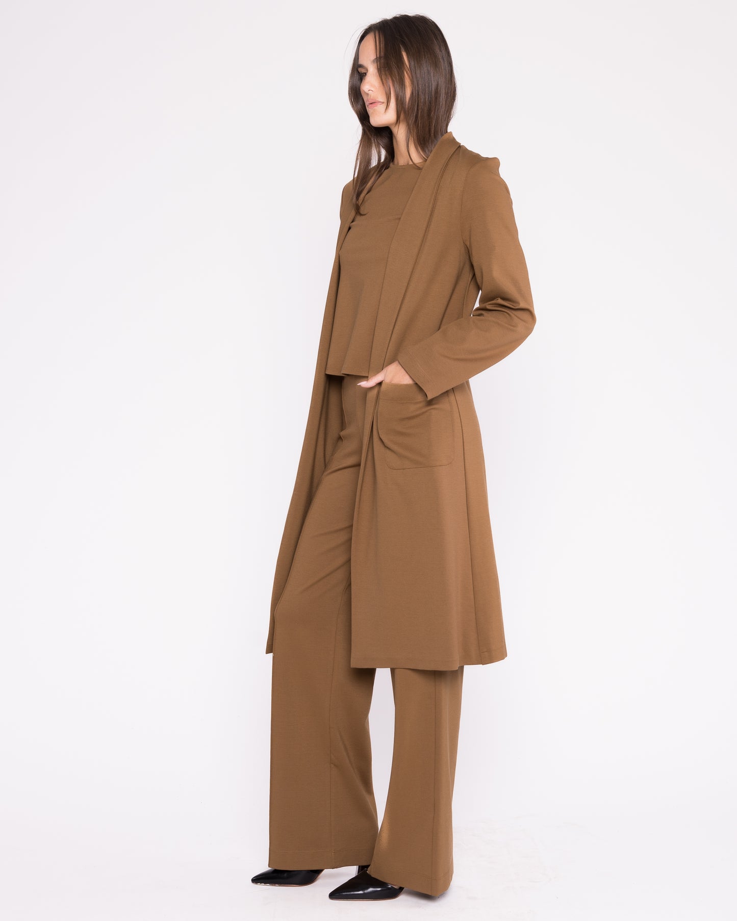 Camel Ponte Knit Smoking Jacket