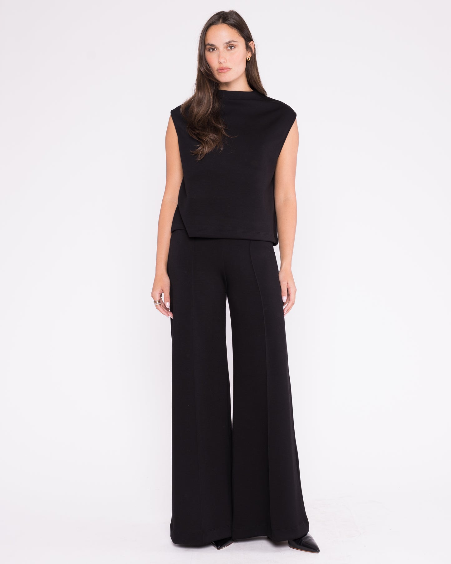 Black Scuba Wide Leg Pant