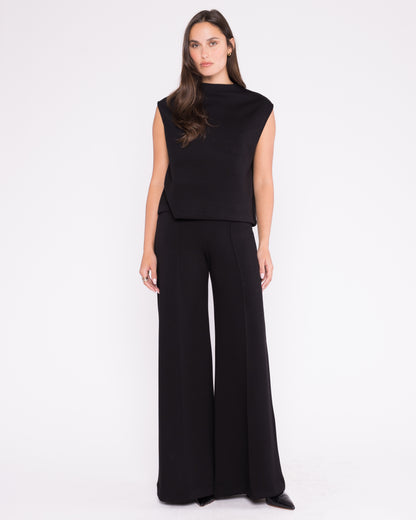 Black Scuba Wide Leg Pant