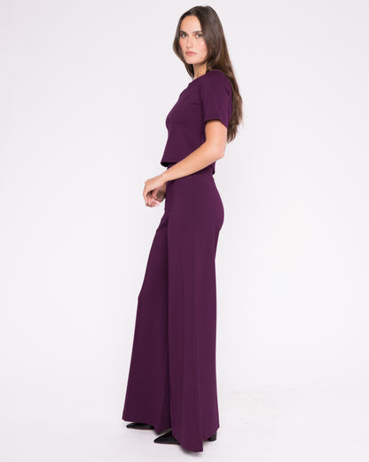 Plum Ponte Short Sleeve Top