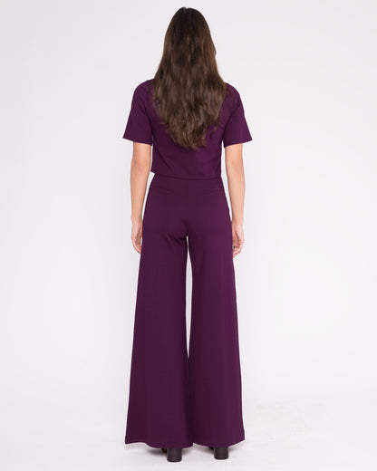 Plum Ponte Short Sleeve Top