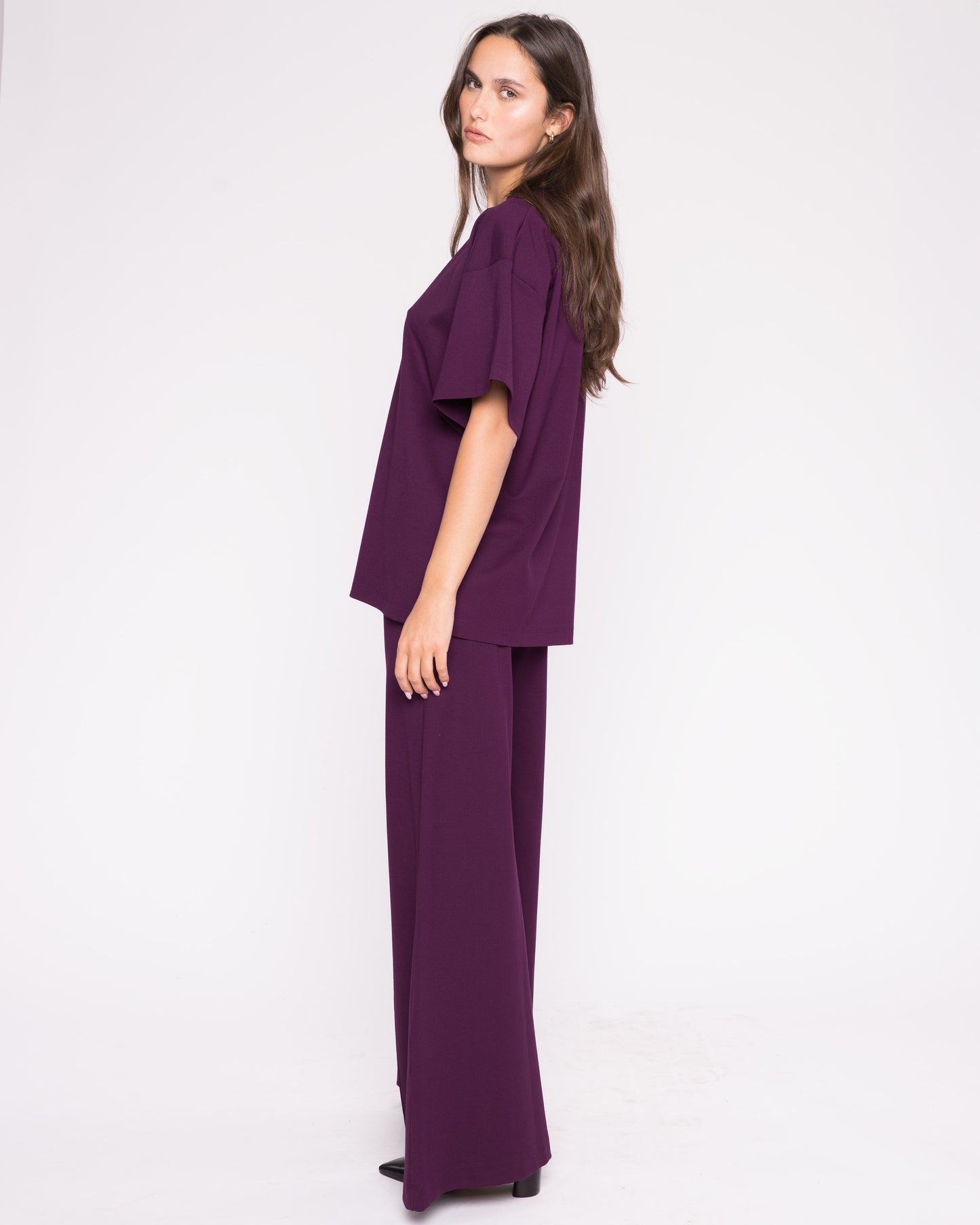 Plum Ponte Knit Big Shirt