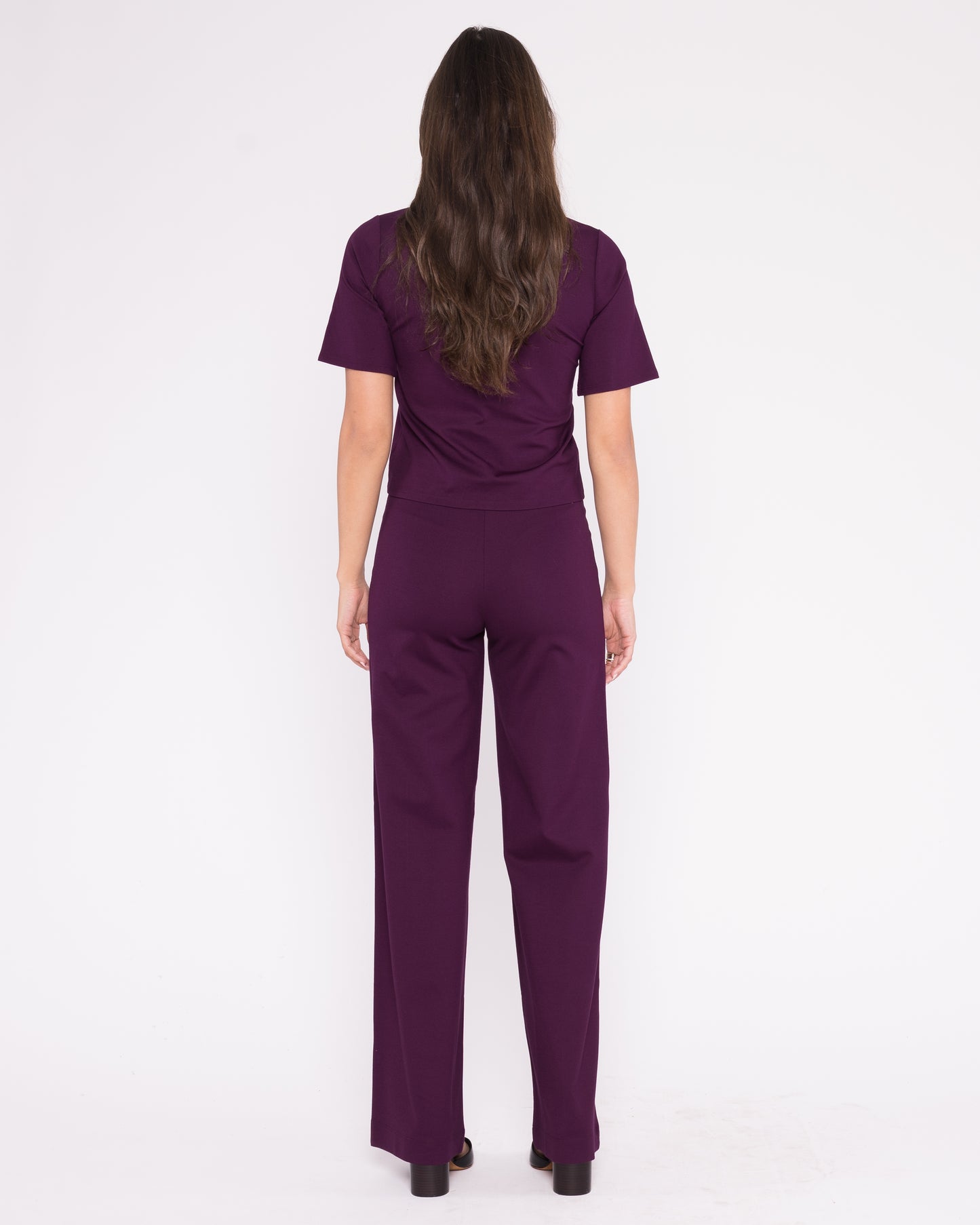 Plum Ponte Knit Short Sleeve Top Extended